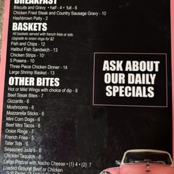 Bar Food Menu