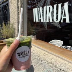 Strawberry matcha made with oat milk