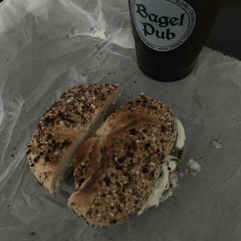 Bagel Pub - Everything bagel with bacon and scallion cream cheese - Juice Bars & Smoothies Near Me - Brooklyn, New York