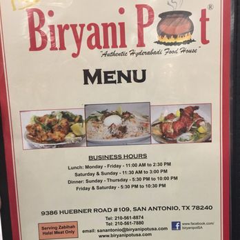 Biryani Pot - Proper menu 1 - Indian Near Me - San Antonio, Texas