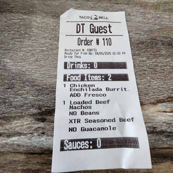 Taco Bell - Receipt - Fast Food Near Me - Denver, Colorado Taco Bell - Receipt - Fast Food Near Me - Denver, Colorado
