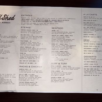 Bull Shed - Menu (Front) - Seafood Near Me - Hilo, Hawaii Bull Shed - Menu (Front) - Seafood Near Me - Hilo, Hawaii