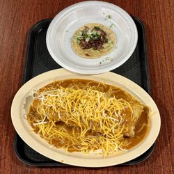 Taco Palace - Smothered Vegetarian Burrito & Lengua Taco