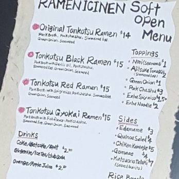 Ramen Ichinen - Soft Open Menu - Ramen Near Me - Calgary, Alberta