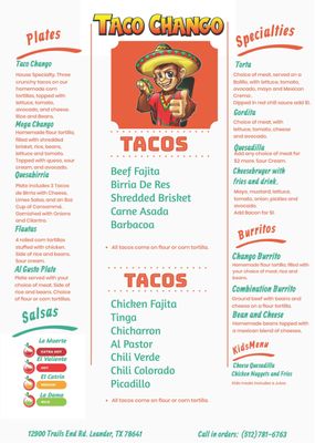 Menu photo 4 Taco Chango Leander, TX