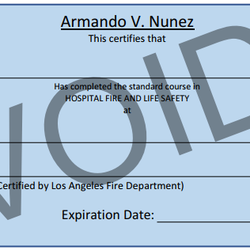 LA City Fire Card - Blue fire card (4 hour course and valid for 4 years)