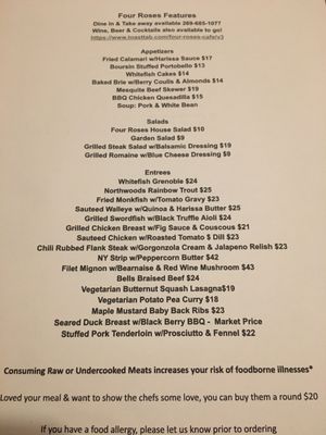 Menu photo 5 Four Roses Cafe Plainwell, MI