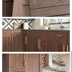 Semihandmade - Photos online showing that the grain should be vertical, not horizontal. Also showing no what spaces between the doors.