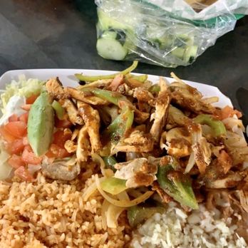 Taco Mich & Bar 4 - Chicken Fajitas with Rice and Refried Beans with cheese - Mexican Near Me - Phoenix, Arizona Taco Mich & Bar 4 - Chicken Fajitas with Rice and Refried Beans with cheese - Mexican Near Me - Phoenix, Arizona