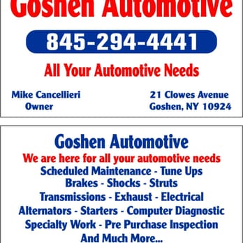 Goshen Automotive - Auto Repair Near Me - Goshen, New York Goshen Automotive - Auto Repair Near Me - Goshen, New York