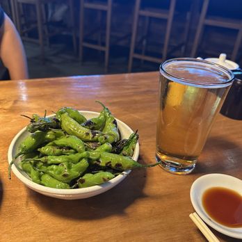 Amakara - Grilled Shishito - YUM paired with a glass of cold beer! - Sushi Bars Near Me - Dublin, California