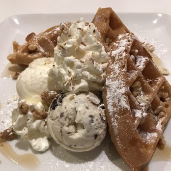 Cafe Princess - Nuts waffle. Cookies n creme ice cream tasted weird but everything else was good - Coffee & Tea Near Me - Toronto, Ontario