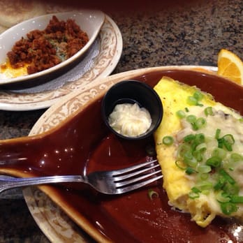 Another Broken Egg Cafe - Cream cheese and lump crab omelette, breakfast chorizo - Breakfast & Brunch Near Me - Morrisville, North Carolina
