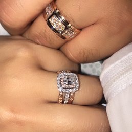 Engagement ring, wedding rings, diamond