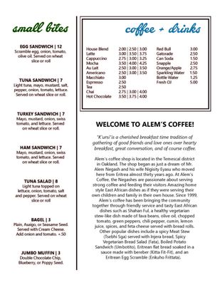 Menu photo 8 Alem's Coffee Oakland, CA