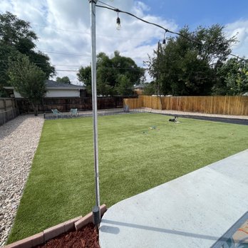 Big Dog Turf - After pic! Including the pole for lights! - Artificial Turf Near Me - Denver, Colorado