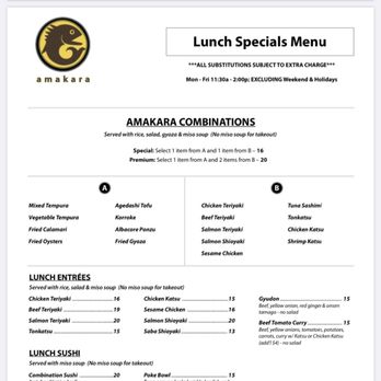 Amakara - Menu - Sushi Bars Near Me - Dublin, California Amakara - Menu - Sushi Bars Near Me - Dublin, California