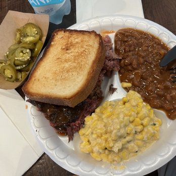 Cousin's BBQ - Three meat plate with a side of jalapenos - Barbeque Near Me - Dallas, Texas