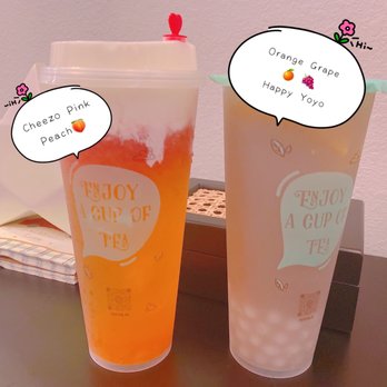 Fuji Tea - Cheezo Pink Peach Orange Grape Happy Yoyo - Bubble Tea Near Me - Houston, Texas Fuji Tea - Cheezo Pink Peach Orange Grape Happy Yoyo - Bubble Tea Near Me - Houston, Texas