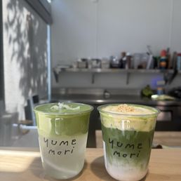 Coconut matcha cloud & yuzu miso matcha (miki, oat milk, less sweet) Coconut matcha cloud & yuzu miso matcha (miki, oat milk, less sweet)