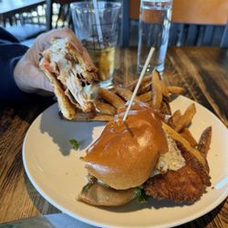 Mad Pepper - Half steak and cheese and half crispy chicken with fries.