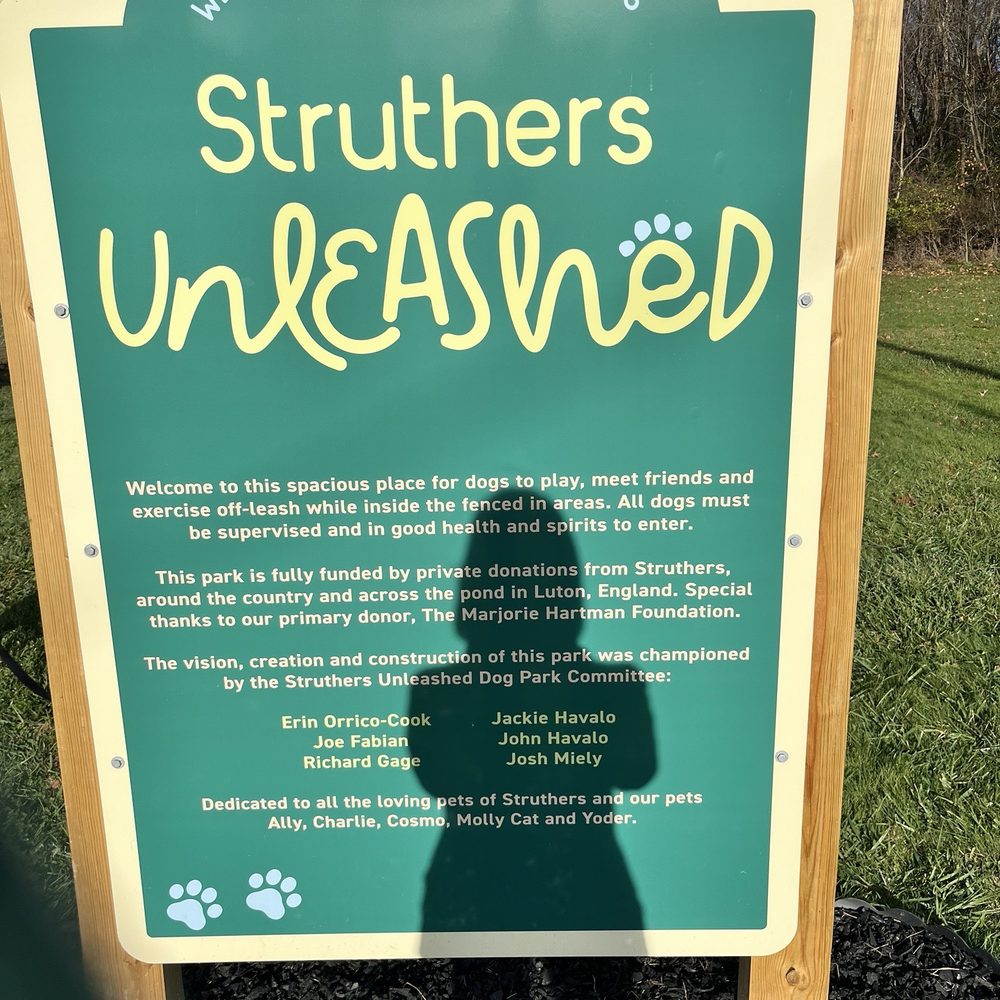 Struthers Unleashed - Entrance sign - Dog Parks Near Me - Struthers, Ohio Struthers Unleashed - Entrance sign - Dog Parks Near Me - Struthers, Ohio