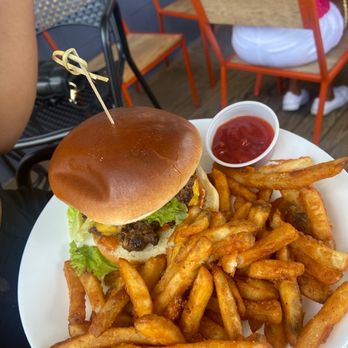 Westside Motor Lounge - Double Cheeseburger w/ side of fries on Patio Deck - American Near Me - Atlanta, Georgia Westside Motor Lounge - Double Cheeseburger w/ side of fries on Patio Deck - American Near Me - Atlanta, Georgia