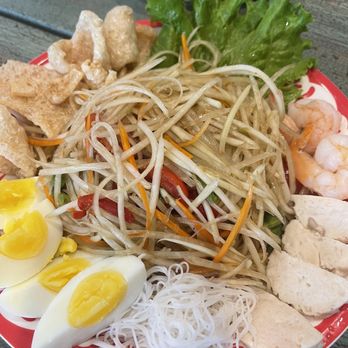 Kacha Thai Market - Som tum platter! Get this with crispy pork belly! - Noodles Near Me - Royal Oak, Michigan Kacha Thai Market - Som tum platter! Get this with crispy pork belly! - Noodles Near Me - Royal Oak, Michigan