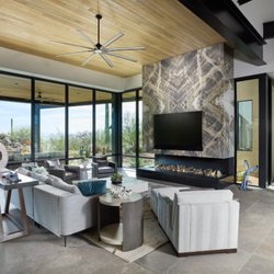 Stockett Tile & Granite Company - Stunning Stone Fireplace by Stockett Tile & Granite Company (material by Arizona Tile) - ASID Award Winning Project Celaya Soloway Interiors