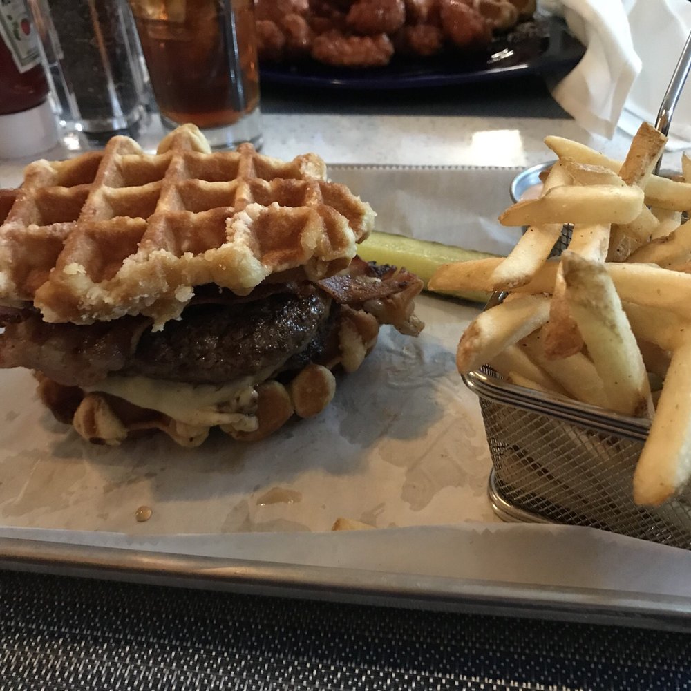 Bourbon's Kitchen - Chipotle waffle burger. OMG so good! - Bars Near Me - Middletown, Ohio Bourbon's Kitchen - Chipotle waffle burger. OMG so good! - Bars Near Me - Middletown, Ohio