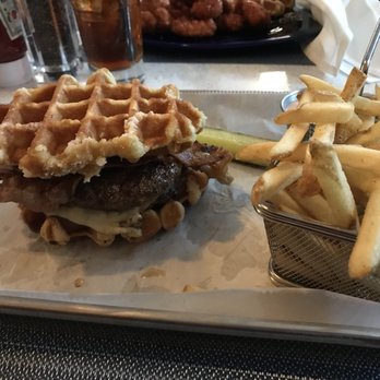 Bourbon's Kitchen - Chipotle waffle burger. OMG so good! - Bars Near Me - Middletown, Ohio