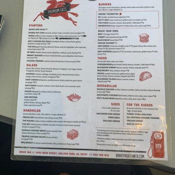 Brake Pad - Picture of the menu - American Near Me - College Park, Georgia
