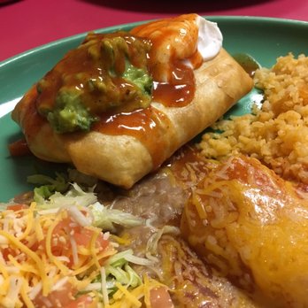 Mi Pueblo - Chimichanga and enchilada plate; noms - Mexican Near Me - Olympia, Washington