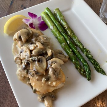 Steve's Steakhouse - Pan seared halibut with lemon butter caper sauce. - Steakhouses Near Me - Avalon, California