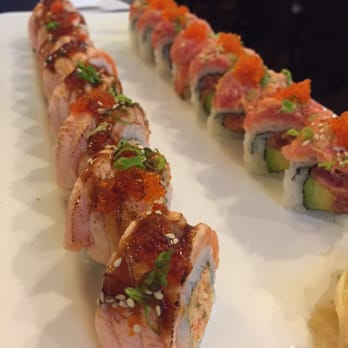Genki Ya - Cambridge - Salmon torch roll (left) and double spicy tuna roll (right) - Sushi Bars Near Me - Cambridge, Massachusetts