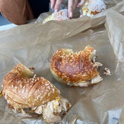 Camp Umpy's Bagels & Stuff - Philly chicken on a pretzel bagel