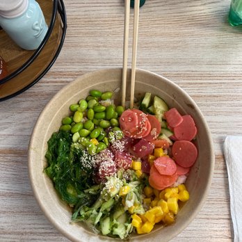 Poke Mahi Naples - This is the Traditional Bowl, I picked at it before taking this photo but it was much prettier before I ate some - Poke Near Me - Naples, Florida Poke Mahi Naples - This is the Traditional Bowl, I picked at it before taking this photo but it was much prettier before I ate some - Poke Near Me - Naples, Florida