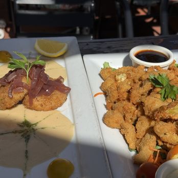 Sur at The Barnyard - Crab cakes and artichoke hearts. - New American Near Me - Carmel, California Sur at The Barnyard - Crab cakes and artichoke hearts. - New American Near Me - Carmel, California