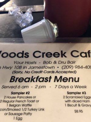 Menu photo 2 Woods Creek Cafe Jamestown, CA Menu photo 2 Woods Creek Cafe Jamestown, CA