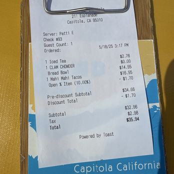 The Sand Bar - I said the mahi was dry and they took away the whole plate after I ate a few bites of just the fish. and then only took off $1.70. - Cocktail Bars Near Me - Capitola, California