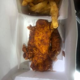Fries and chicken strips. Threw the had already thrown the wings away