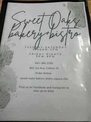 Menu photo 4 Sweet Oaks Bakery And Bistro Collins, IA Menu photo 4 Sweet Oaks Bakery And Bistro Collins, IA
