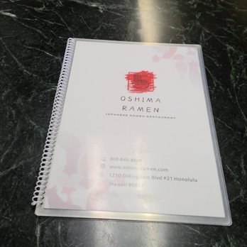 Oshima Ramen - Menu - Ramen Near Me - Honolulu, Hawaii