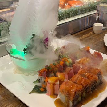 Sawa Sushi - Ice sculpture and some amazing rolls with dry ice. - Sushi Bars Near Me - Littleton, Colorado Sawa Sushi - Ice sculpture and some amazing rolls with dry ice. - Sushi Bars Near Me - Littleton, Colorado