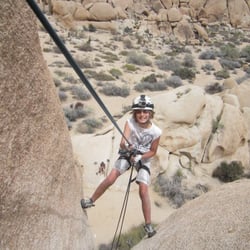 Sierra Pros - Cameron rappelling in Joshua Tree