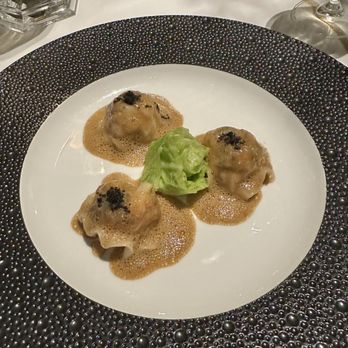 Joel Robuchon - Langoustine ravioli and foie sauce  @davideatsdc - French Near Me - Las Vegas, Nevada