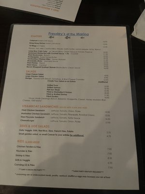 Menu photo 8 Pressley's At the Marina Edisto Island, SC