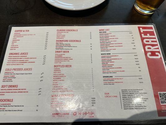 Menu photo 1 CRAFT Midtown Miami, FL