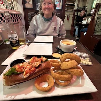 Route 66 Restaurant - Lobster roll n onion rings with lobster bisque - Seafood Near Me - Bar Harbor, Maine