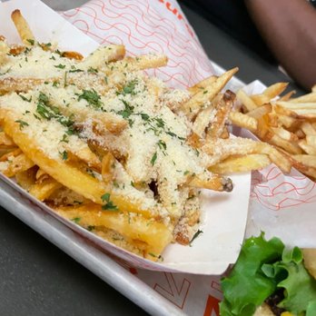 HipBurger - Reg fries (back), garlic parm (front) - Burgers Near Me - Mauldin, South Carolina HipBurger - Reg fries (back), garlic parm (front) - Burgers Near Me - Mauldin, South Carolina